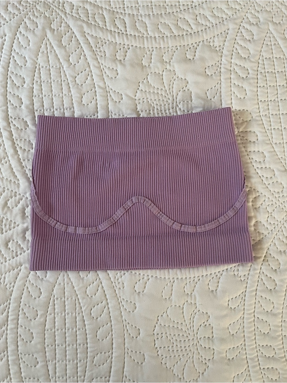 Free People Ribbed Lilac Bando Top with Curved Seam